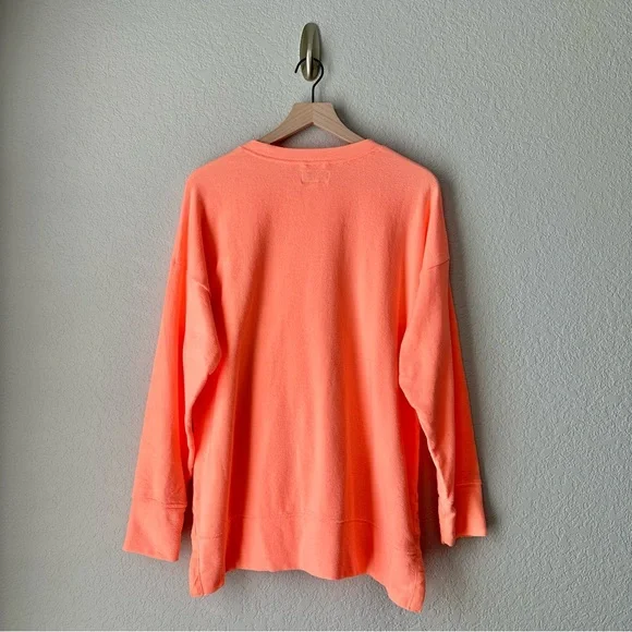 Aerie Women’s Orange Cotton Oversized Crew Neck Sweater Size S - Picture 2 of 11